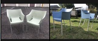 Rare Vintage Philippe Starck Dr.  No 4 Chairs Kartell Italy 2 Teal Green & 2 Blue