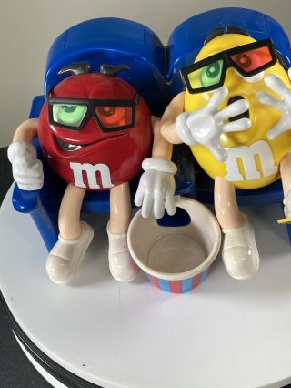 M&m’s 3 - D Movie Theater Guys Red And Yellow Candy Dispenser Mars