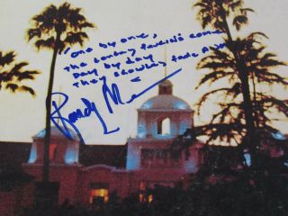 The Eagles Band Signed Rarest Handwritten Lyric Randy Meisner Hotel California