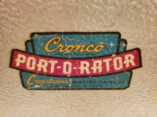 Vintage CRONCO Aluminum Cooler Ice Chest Port - O - Rator Cronstrom ' s Co.  Minn 3