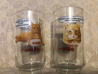 Vintage Pair 1980s 9 - Lives Morris The Cat 12oz Promotion Drinking Glasses