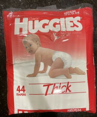 Vintage Huggies Thick Disposable Plastic Diaper Size Medium Pack Of 44