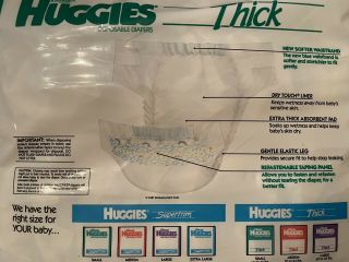 Vintage Huggies Thick Disposable Plastic Diaper Size Medium Pack Of 44 3