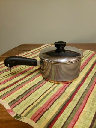 Vintage 1 1/2 Qt Revere Ware Copper Bottom Cooking Pot With Lid Riverside Ca Usa