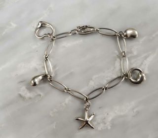 Tiffany & Co.  Elsa Peretti Sterling Silver 5 Charms Bracelet 7 - 1/4 " Cs - 1028