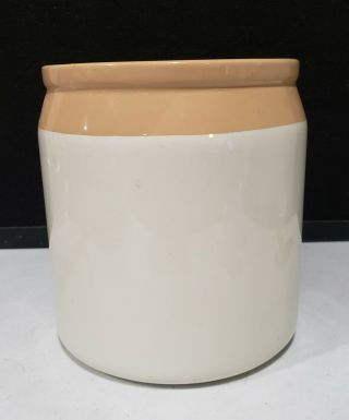 Mason Cash England Tan White Pottery Stoneware Utensil Crock