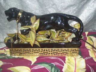Rare 1958 Mid Century Ceramic Black Panther Cat Planter Tv Lamp Light By Lane