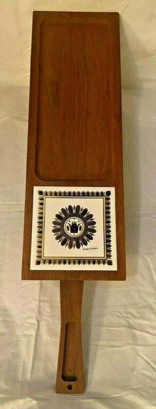 George Briard Mid - Century Modern Rectangular Wooden Serving Tray With Signed Til