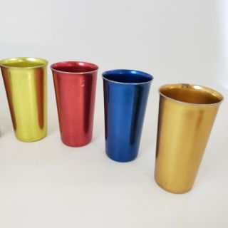 Norben Ware Set 8 Cups Vintage Mid - century Retro Anodized Aluminum Multi Colored 2