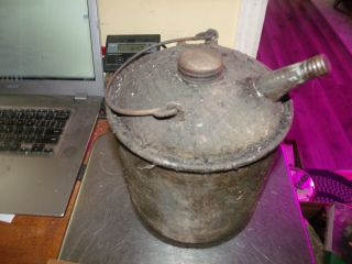 Vintage Galvanized Metal 1 Gallon Gas Oil Kerosene Can With Handle