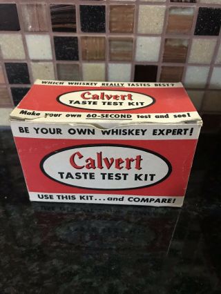 Vintage Calvert Whiskey Advertising Shot Glass Taste Test Kit W/ Box