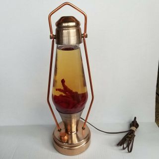 The Coach Lantern 1970s Lava Lamp - Red Lava,  Copper Finish - 18.  5in