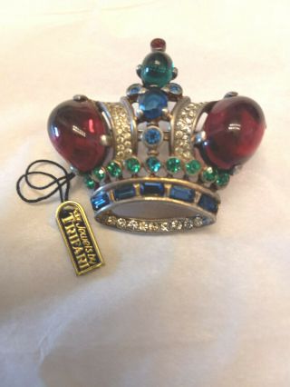 Vintage Trifari Alfred Philippe King Crown Sterling Silver Brooch Signed