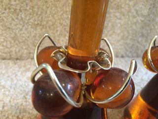 Vintage Honey Amber Lucite Grape Candle Holders & Candles Mid Century 3