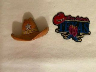 Rare Vintage Texas Refrigerator Magnets Wooden Hat Flat San Antonio