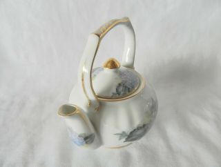 FIELDER KEEPSAKES Fine Porcelain Mini Floral Teapot With Gold Gilt 2
