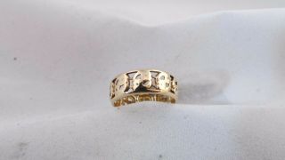 Antique Art Deco 14k Yellow Gold Carved Wedding Band Estate