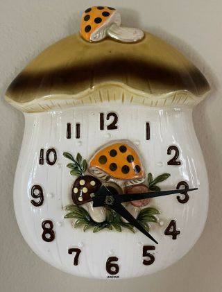 Vintage 1978 Ceramic Merry Mushroom Wall Clock Sears Roebuck And Co.  Japan