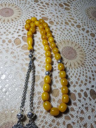 Amber Rosary Islamic Prayer 33 Beads Misbaha Tasbih 36gr Fine Vintage German. 3