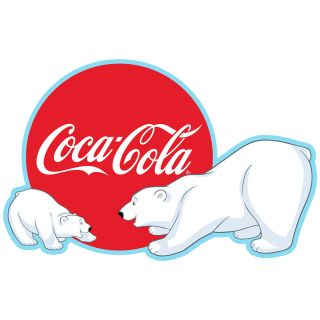 Coca - Cola Polar Bears Red Disc Decal 24 X 15 Peel And Stick