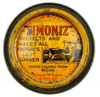 Vintage Simoniz Car Wax Old Tin Can Advertising Decor