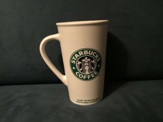 Starbucks 2006 Mug Tall Latte Grande White Coffee Cup W/ Green Mermaid Logo 16oz