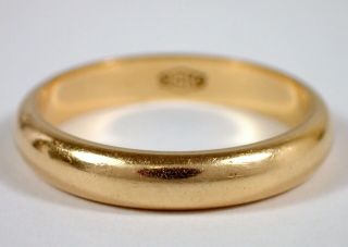 Fine Antique Vtg 4.  2g Solid 14k Yellow Gold 3.  5mm Wide Wedding Ring Band Sz 7.  5