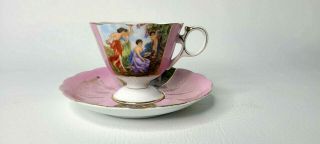 Lipper & Mann Royal Halsey Very Fine Tea Cup & Saucer Pink And Gold Trim Angels