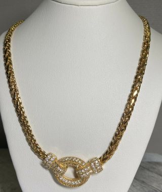 Vintage Gold Tone Rhinestone Christian Dior Necklace 17 3/4 "