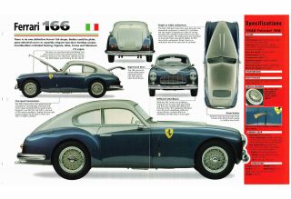 Ferrari 166 Spec Sheet / Brochure / Prospekt: 1948,  1949,  1950,  1951,  1952, .  