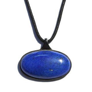 Vintage Lapis Lazuli Pendant Necklace 925 Sterling Silver Aaa Oval Cabochon Rare