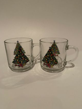 Vintage Christmas Tree Coffee Cups.  Set Of Two.