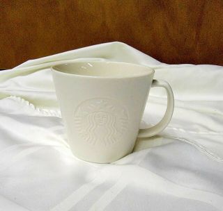 Starbucks coffee tea mug white embossed logo 2015 12 oz matte ceramic 2