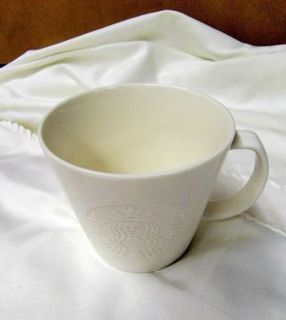 Starbucks coffee tea mug white embossed logo 2015 12 oz matte ceramic 3