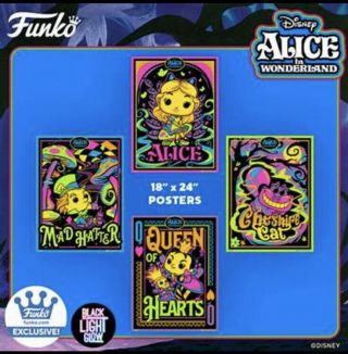 Funko Black Light Poster Alice In Wonderland Set Of 4 - In Hand
