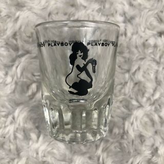 Vintage Playboy Bunny Playmate Holding Key Heavy Weighted Shot Glass