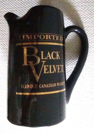 Vtg Imported Black Velvet Blended Canadian Whisky Scotch Pub Jug Pitcher 1974