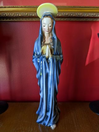 Large 12.  5 " Wien Keramos Austria Madonna And Child Ceramic Figurine Rare Praying