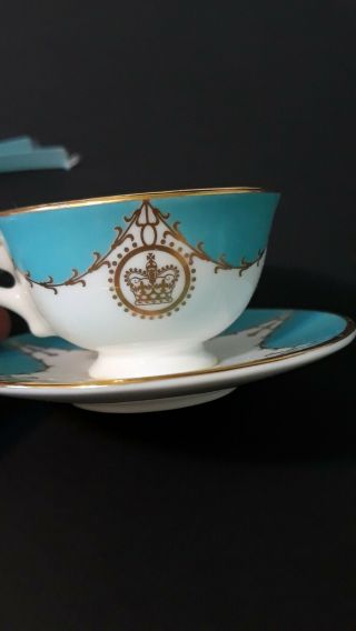 Mini tea cup and saucer,  blue white,  gold rim,  bone China,  Buckingham Palace 2