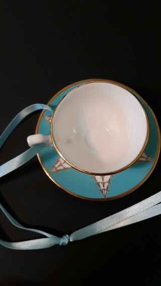 Mini tea cup and saucer,  blue white,  gold rim,  bone China,  Buckingham Palace 3