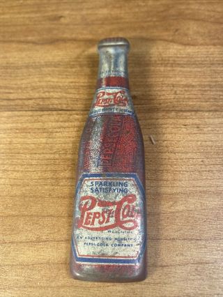 Vintage Antique Pepsi Cola Tin Metal Bottle Opener 1940’s