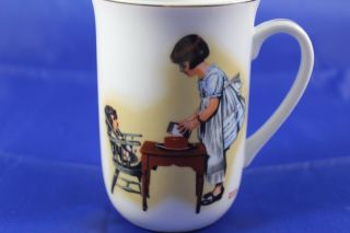 Vintage Norman Rockwell Coffee Mug Party Time 1981 Little Girl Doll Hmi Ceramic