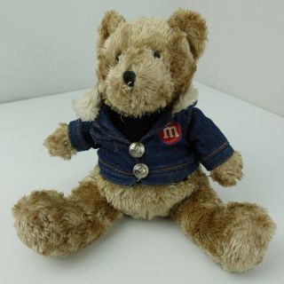 M&m Candy Plush Bear Jean Jacket 8 " Plush Stuffed Toy