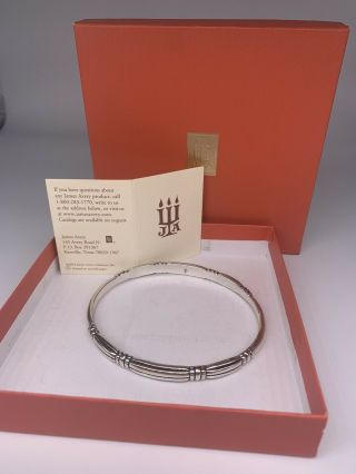 James Avery Retired Sterling Silver Thatch Bangle Bracelet 8.  5 " Box,  Pouch
