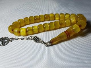 Amber Islamic German Bakelite 33 Prayer Beads Rosary Tesbih Misbaha سبحة سندلوس