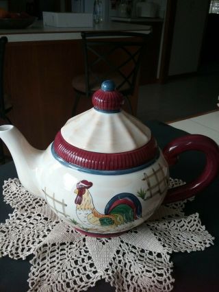 Vintage Porcelain Rooster Teapot