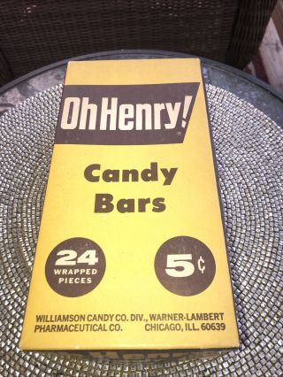 Vintage Oh Henry Candy Bar Advertising Box 5 Cents A Bar - Williamson Candy Co.