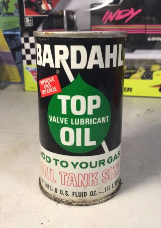 Vintage Bardahl Top Oil 6 Oz Full Can Advertising Gas And Oil Nos