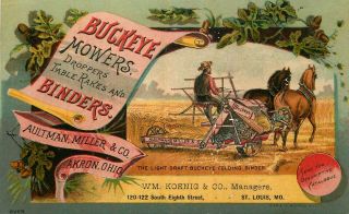Trade Card Buckeye Mowers & Binders,  Aultman,  Miller & Co - Akron,  Ohio