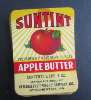Of 50 Old Vintage Suntint Apple Butter Jar Labels - Winchester Va.